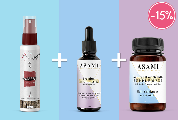 ASAMI Hair Growth Set - Premium Hair Oil, Hair Spray & Supplement